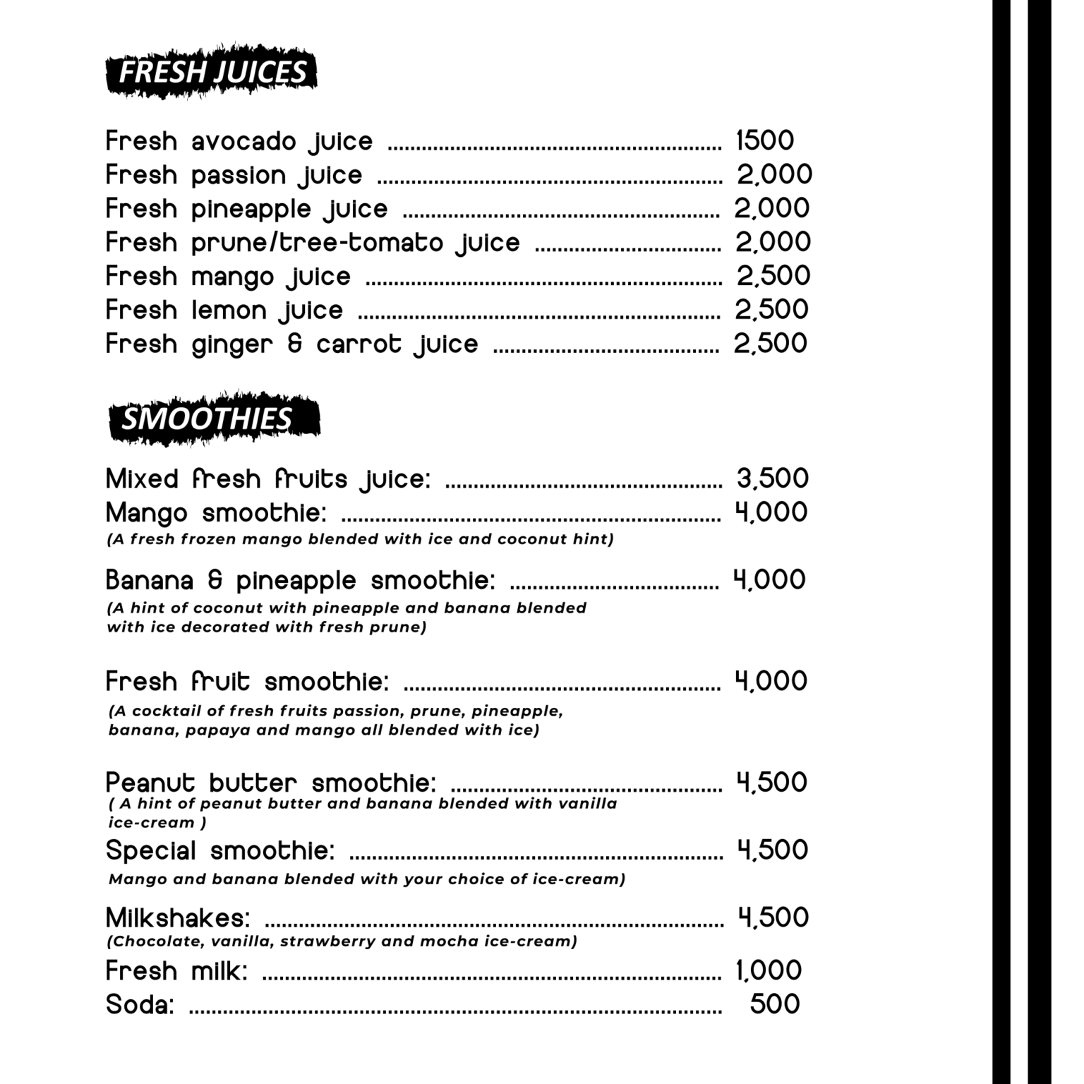 Sol Cafe Kigali Menu Vibe Kigali